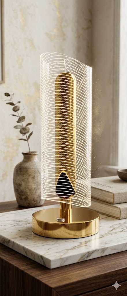 AR3289 ( Luxury Wave Design LED Acrylic Table Lamp Showpiece )