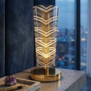 AR3291 ( Luxury Chevron Pattern LED Acrylic Table Lamp Showpiece ) PcsCtn.50
