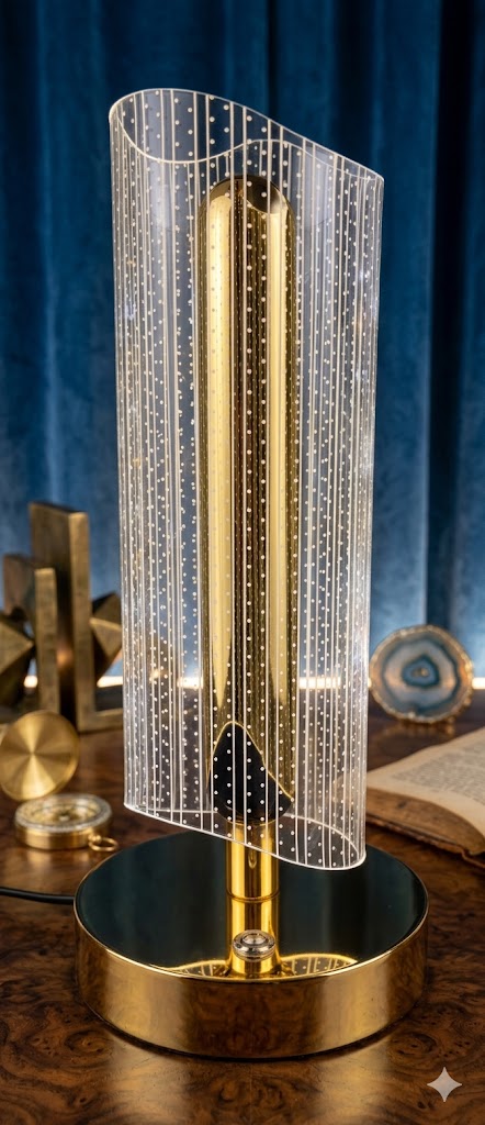 AR3357 ( Elegant Wave Acrylic LED Table Lamp (Gold Finish ) PcsCtn.50