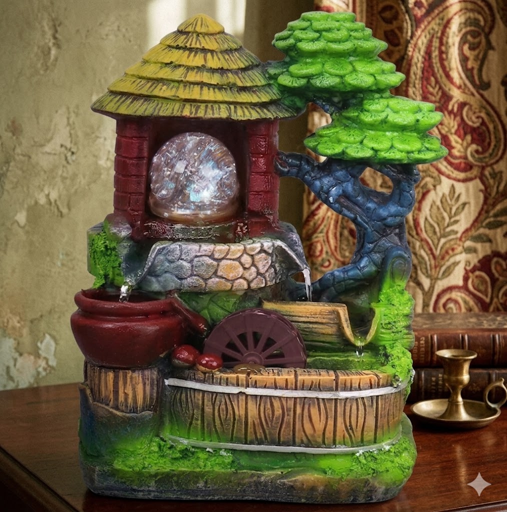 AR3409 ( Serenity Cottage Waterfall Fountain Showpiece with LED Light ) PcsCtn.12