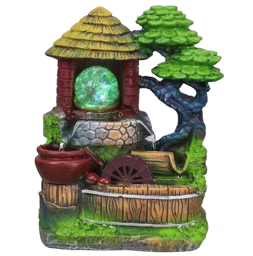 AR3409 ( Serenity Cottage Waterfall Fountain Showpiece with LED Light ) PcsCtn.12 - Image 2