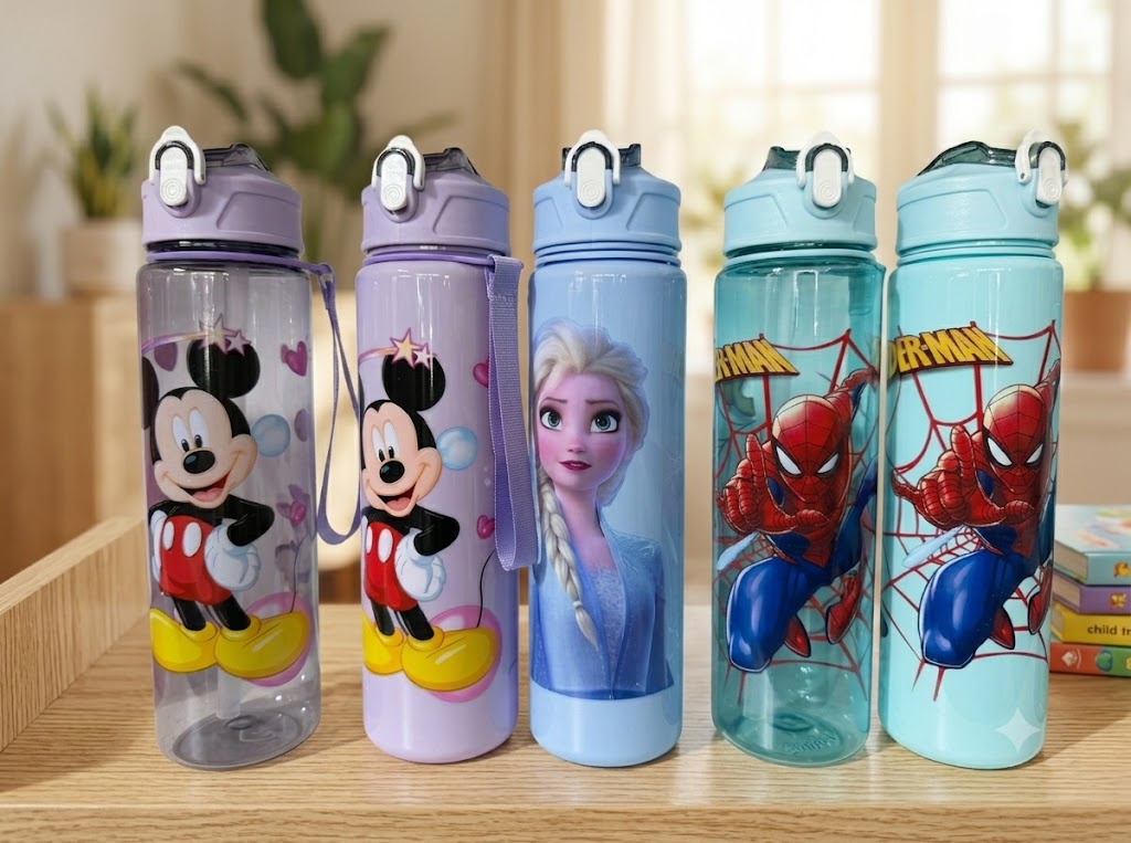 AR3431 ( Kids Cartoon Character Printed Sipper Water Bottle Set (Mickey, Princess & Superhero Theme ) ( PcsCtn.100 )