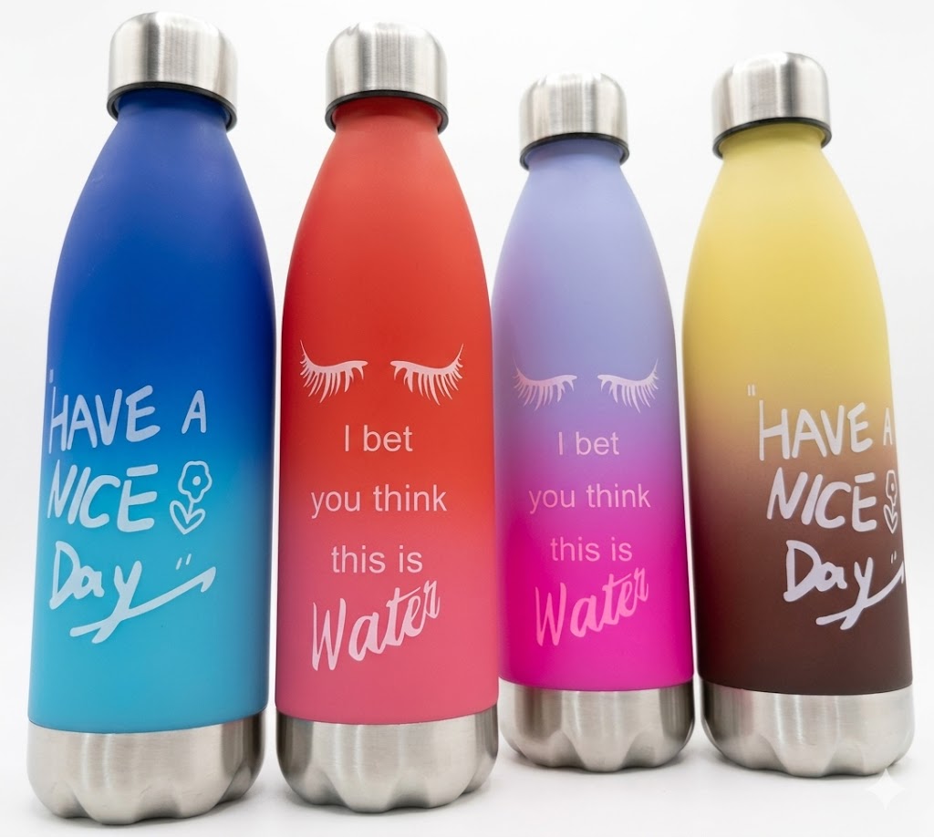 Gradient Stainless Steel Vacuum Insulated Water Bottle – Motivational Printed Flask - Image 2