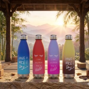 Gradient Stainless Steel Vacuum Insulated Water Bottle – Motivational Printed Flask