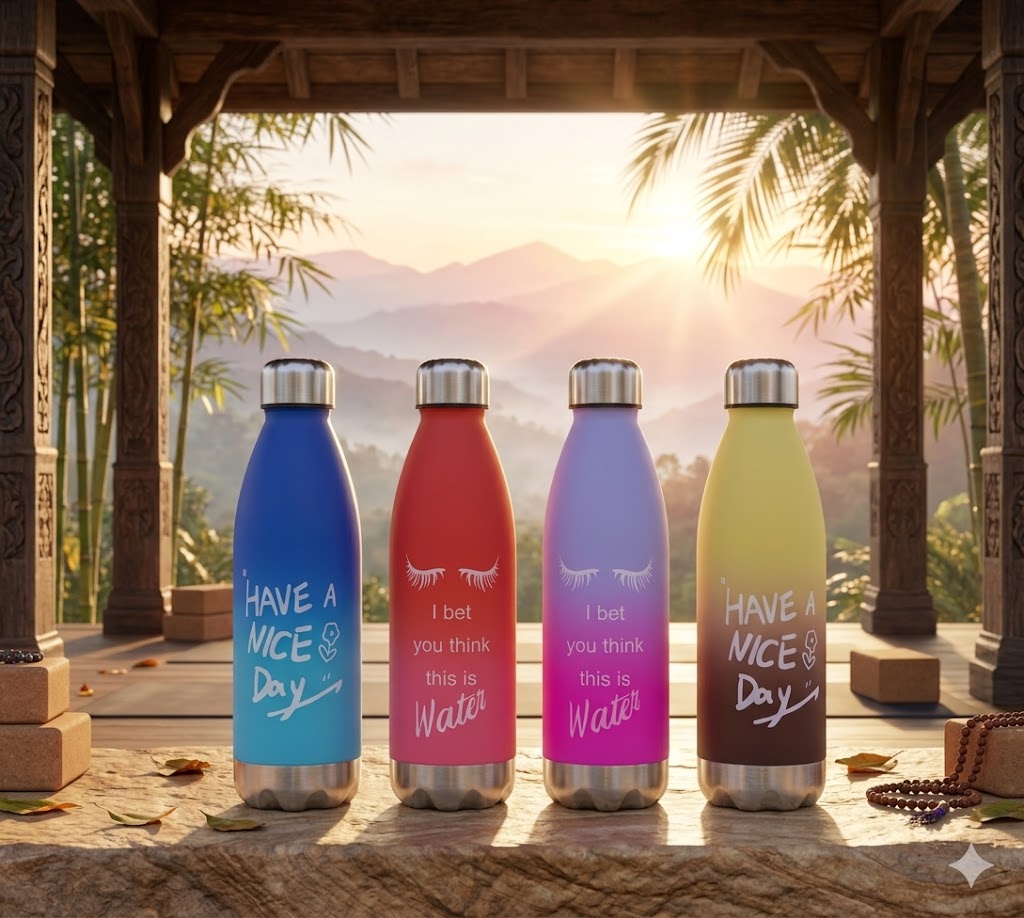 Gradient Stainless Steel Vacuum Insulated Water Bottle – Motivational Printed Flask