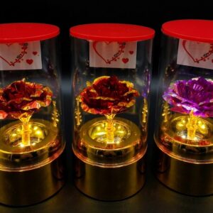 AR3461 ( LED Crystal Rose Flower Dome – Romantic Decorative Gift Showpiece ) ( PcsCtn-72 )