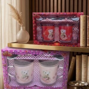 AR5142 ( Cute Bear Double Glass Mug Gift Set with Spoons ) (  PcsCtn 54 )