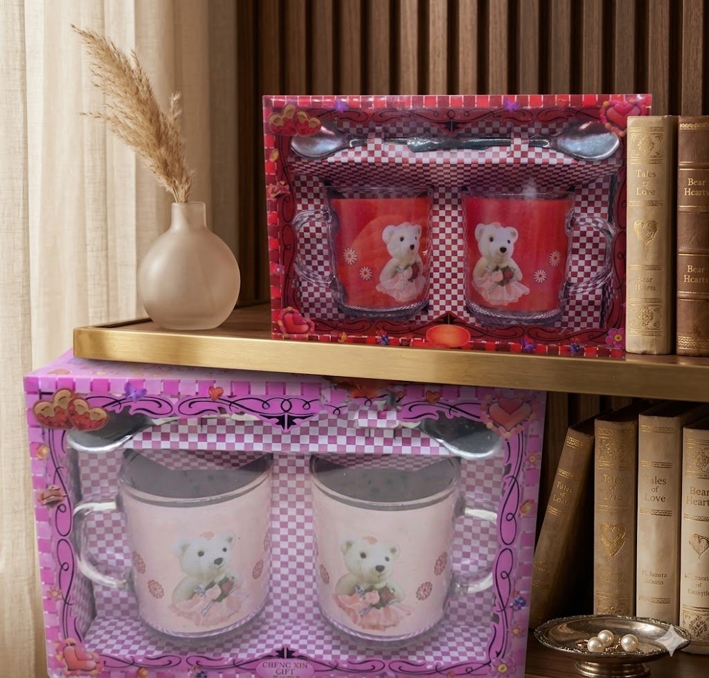 AR5142 ( Cute Bear Double Glass Mug Gift Set with Spoons ) ( PcsCtn 54 )