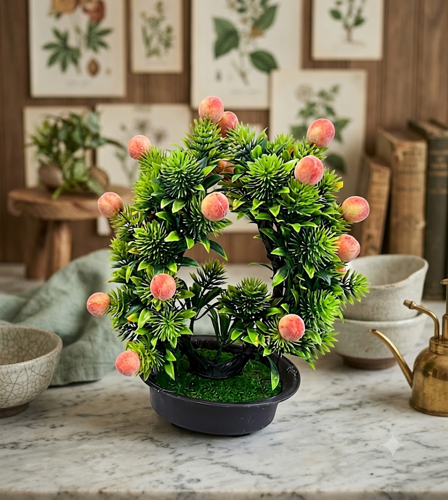 BB5557 ( Artificial Peach Bonsai Tabletop Plant ) ( PcsCtn.144 )