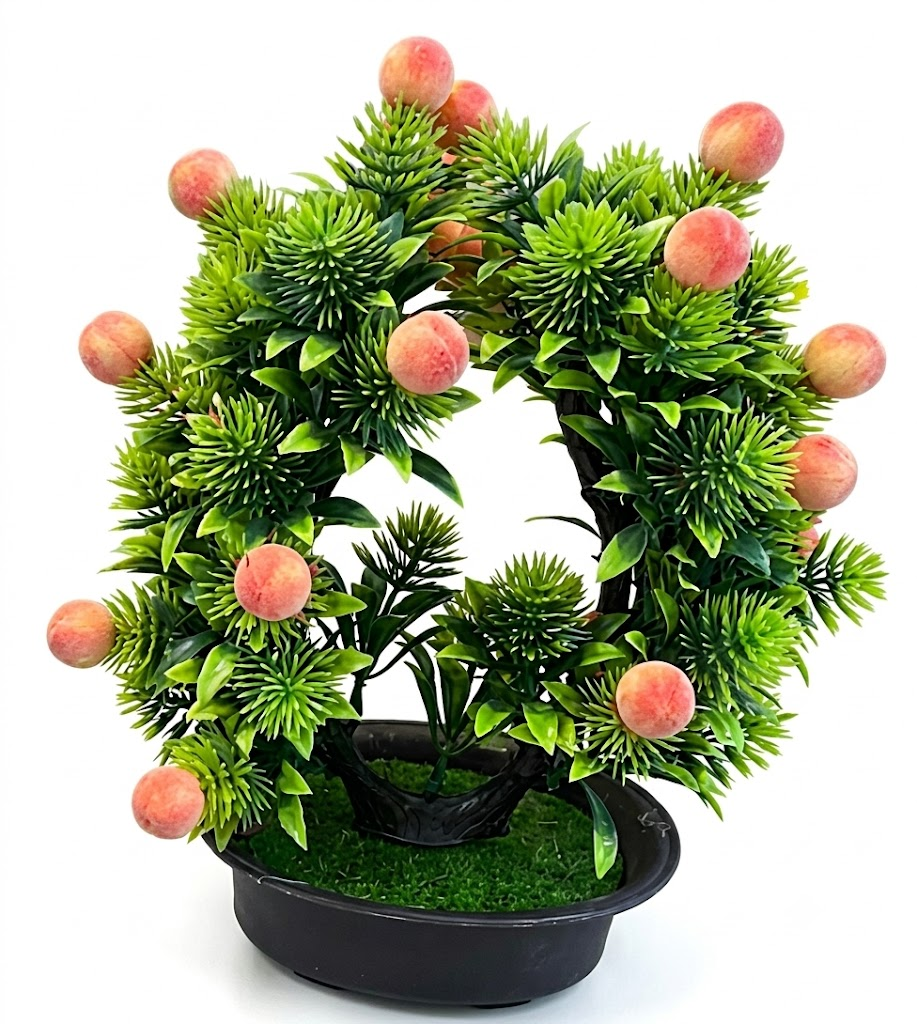 BB5557 ( Artificial Peach Bonsai Tabletop Plant ) ( PcsCtn.144 ) - Image 2