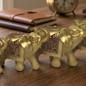 YS1253 ( Royal Golden Elephant Family Showpiece Set ) (5-Piece) ( PcsCtn.12 )