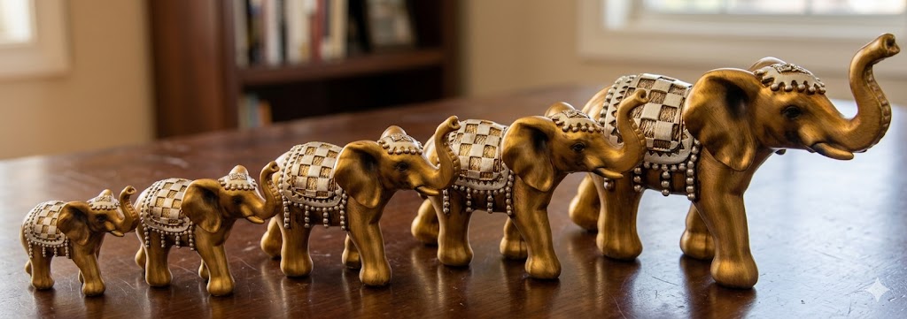 YS1254 ( Majestic Golden Elephant Family Showpiece Set (5-Piece) ) ( PcsCtn.12 )