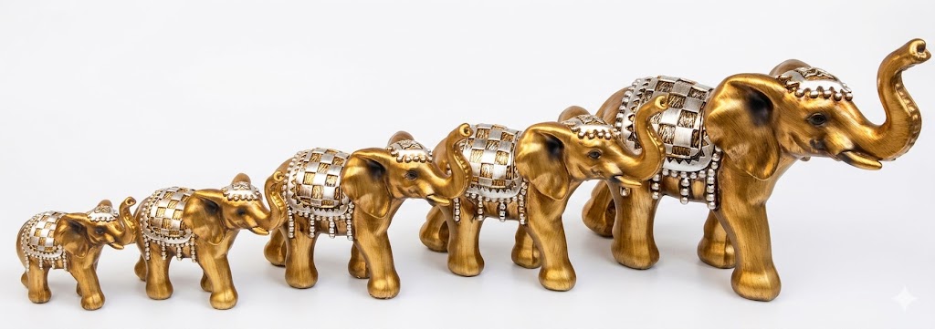 YS1254 ( Majestic Golden Elephant Family Showpiece Set (5-Piece) ) ( PcsCtn.12 ) - Image 2