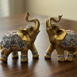 YS1267 ( Royal Lucky Elephant Pair Showpiece ) ( PcsCtn.36  )