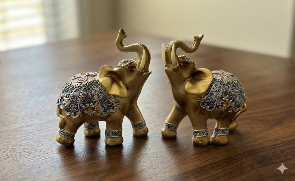 YS1267 ( Royal Lucky Elephant Pair Showpiece ) ( PcsCtn.36 )