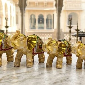 YS1294  ( Royal Golden Elephant Family Showpiece Set (7-Piece) ) ( PcsCtn.36 )