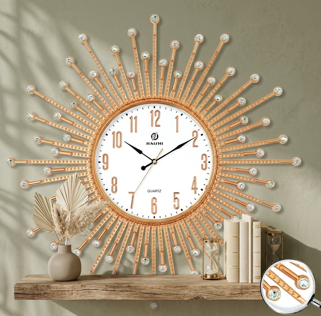 YS1671 ( Premium Crystal Sunburst Wall Clock ) ( PCsCtn.12 )