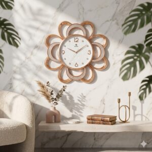 YS1675 ( Rose Gold Floral Crystal Designer Wall Clock ) (  PcsCtn.12 )