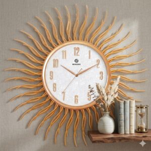 YS1676 ( Golden Sunburst Designer Wall Clock ) ( PcsCtn.12 )