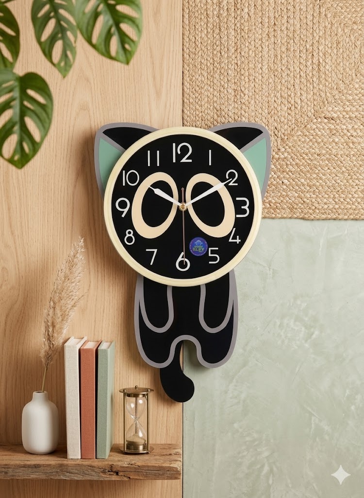 YS1682 ( Cute Cat-Shaped Wall Clock ) ( PcsCtn.20 )