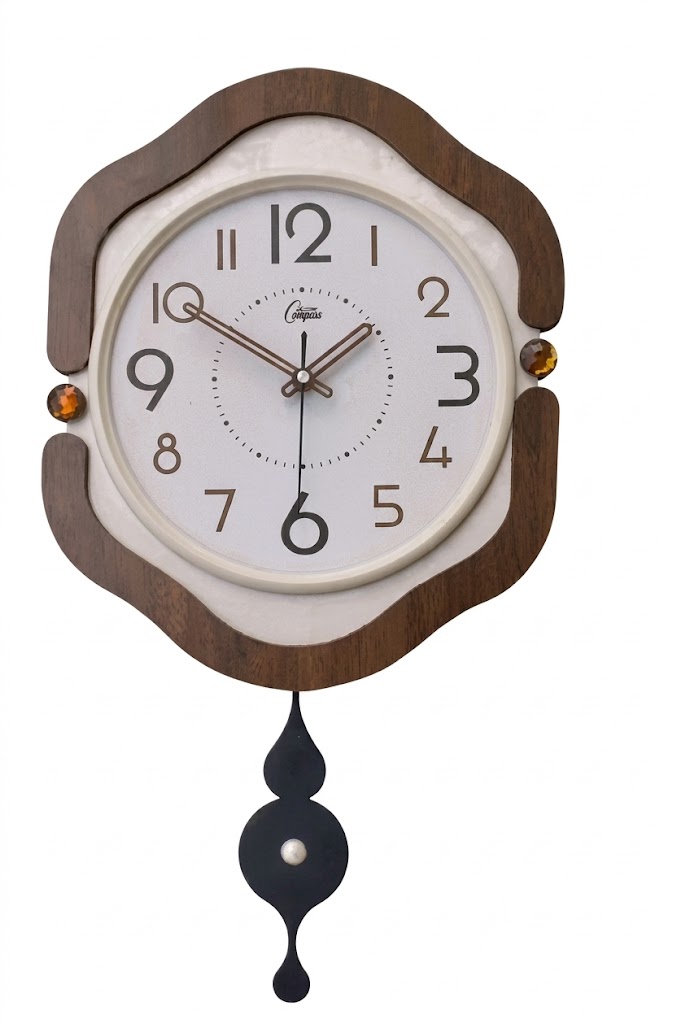 YS1688 ( Designer Wooden-Finish Pendulum Wall Clock with Crystal Accents ) ( PcsCtn.10 ) - Image 2
