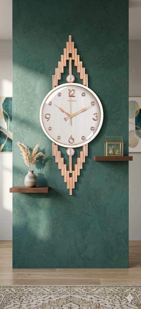 Luxury Rose Gold Crystal Designer Wall Clock