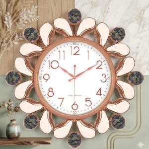 YS1694 ( Elegant Floral Rose Gold Decorative Wall Clock ) ( PcsCtn.8 )
