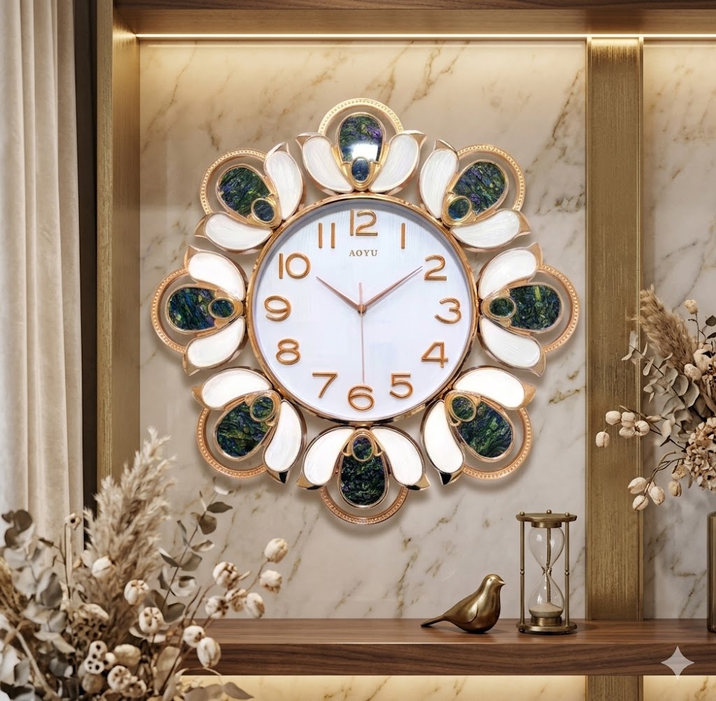 YS1696 ( Luxury Floral Crystal Designer Wall Clock ) ( PcsCtn.8 )
