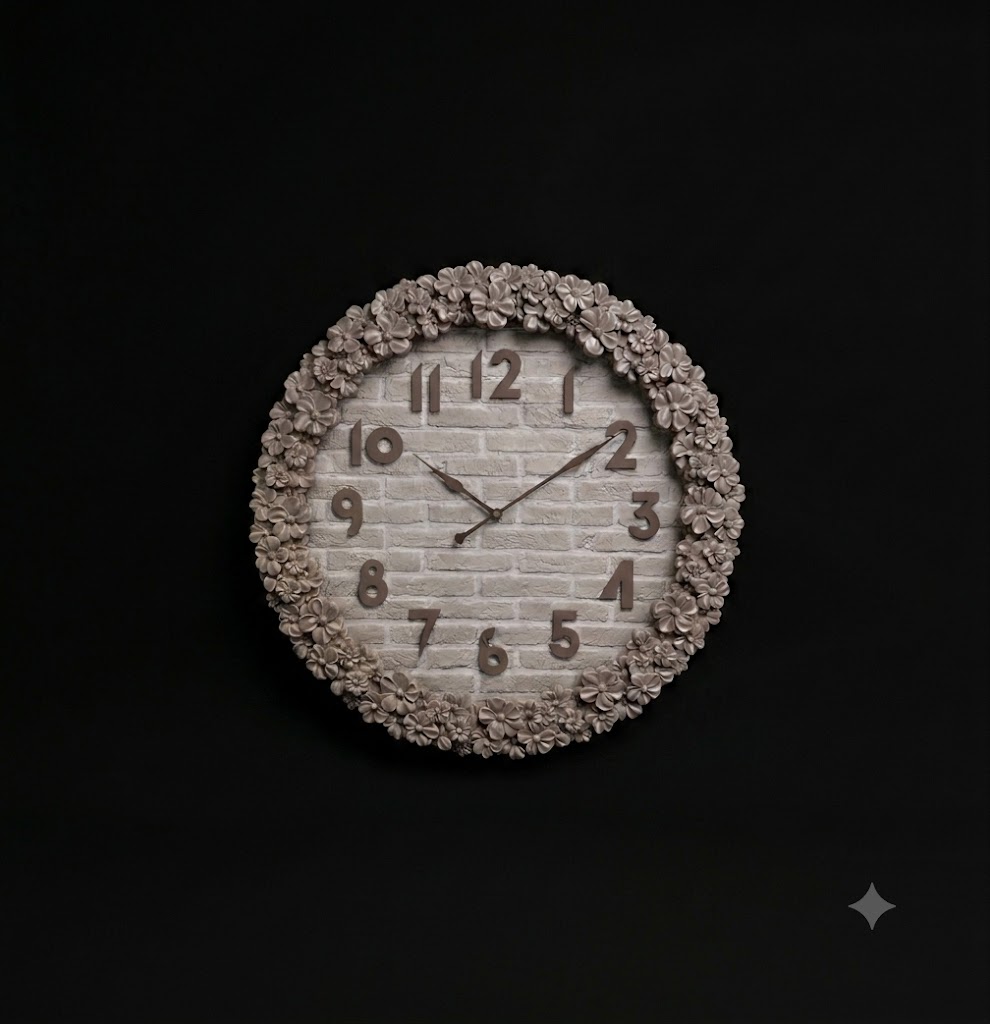 YS1751 ( Floral Brick Texture Decorative Wall Clock ( PcsCtn.6 )