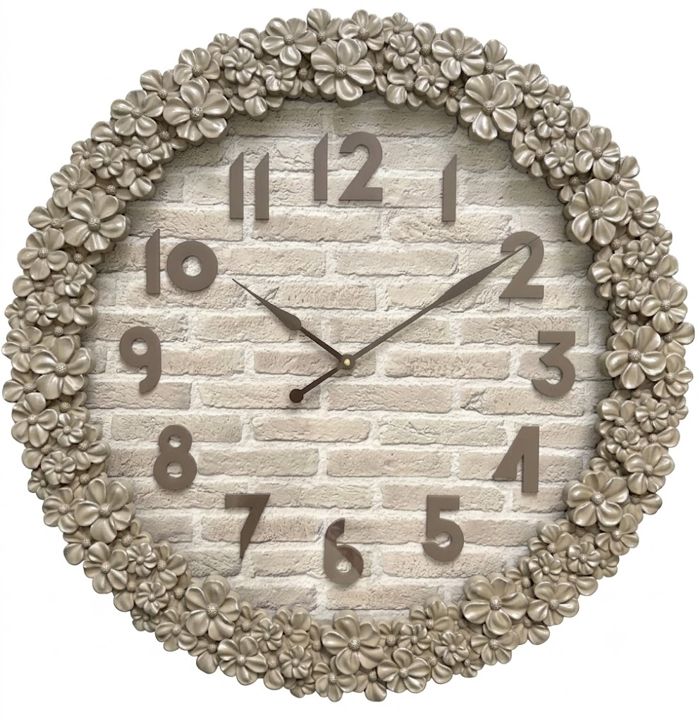 YS1751 ( Floral Brick Texture Decorative Wall Clock ( PcsCtn.6 ) - Image 2