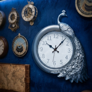 YS1761 ( Elegant Silver Peacock Designer Wall Clock ) ( PcsCtn.12 )