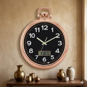 YS1776 ( Vintage Rose-Gold Digital Analog Wall Clock ) ( PcsCtn.12 )