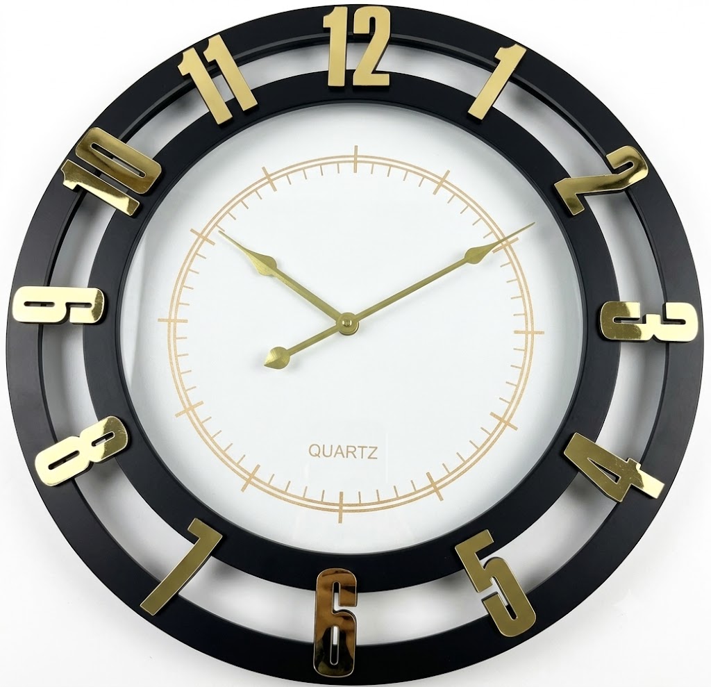 YS1794 ( Royal Black & Gold Open Frame Wall Clock ) ( PcsCtn.8 ) - Image 2
