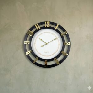 YS1794 ( Royal Black & Gold Open Frame Wall Clock ) ( PcsCtn.8 )