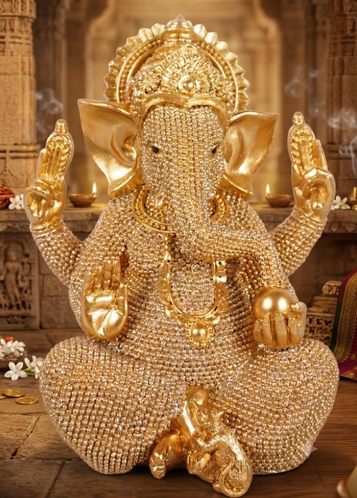 YS1837 ( Luxury Crystal Beaded Lord Ganesha Idol ) ( PcsCtn.48 )