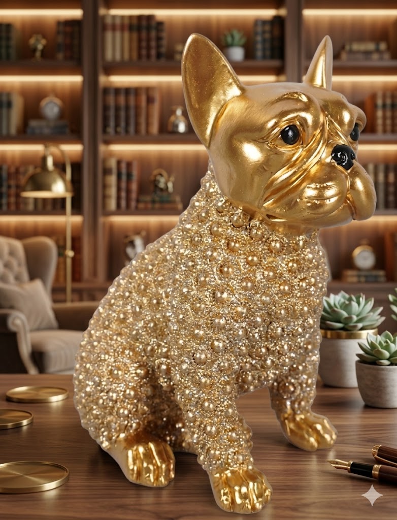 YS1838 ( Golden Textured French Bulldog Sculpture ) ( PcsCtn.72 )
