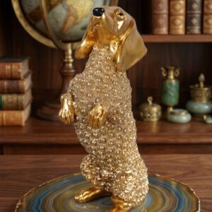 YS1839 ( Golden Pearl Beaded Standing Dog Showpiece ) ( PcsCtn.72 )