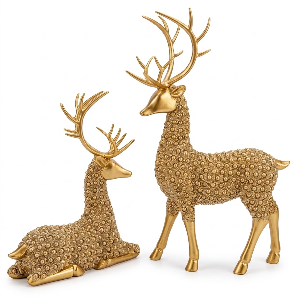 YS1840 ( Golden Regal Deer Duo Sculpture ) ( PcsCtn.16 ) - Image 2
