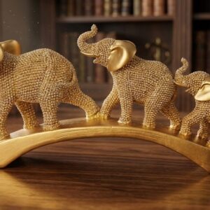 YS1841 ( Golden Crystal Elephant Family Sculpture ) (  PcsCtn.48 )