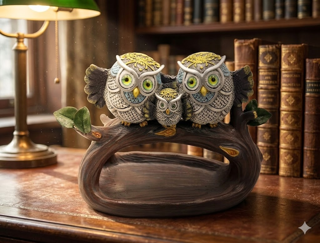 YS1849 ( Owl Family on Tree Branch Polyresin Showpiece ) ( PcsCtn.32 )