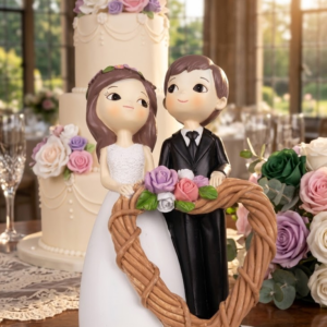 YS1854 ( Romantic Wedding Couple Heart Wreath Polyresin Showpiece ) ( PcsCtn.48 )