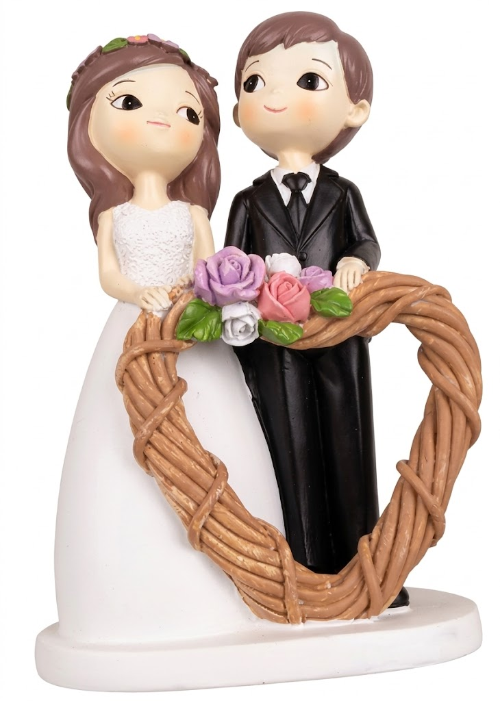 YS1854 ( Romantic Wedding Couple Heart Wreath Polyresin Showpiece ) ( PcsCtn.48 ) - Image 2