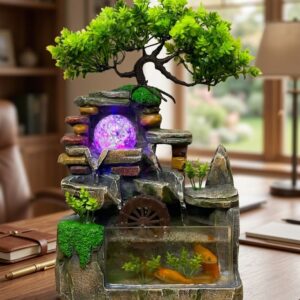 YS1908 ( Polyresin Bonsai Water Fountain with LED Crystal Ball and Aquarium ) ( PcsCtn.12 )