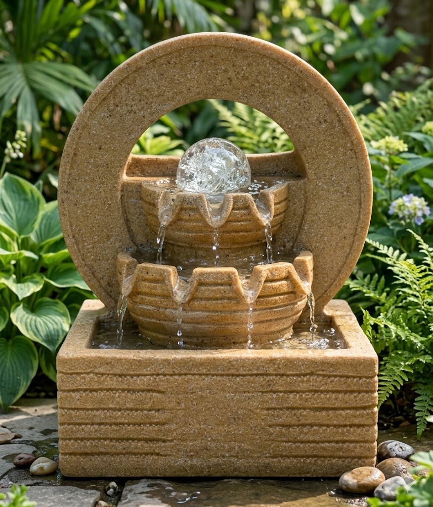 YS1909 ( Polyresin Tiered Fountain with Floating Crystal Ball ) ( PcsCtn.12 )
