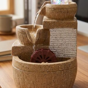 YS1912 ( Polyresin Tiered Water Wheel Fountain with Crystal Ball ) ( PcsCtn.24 )