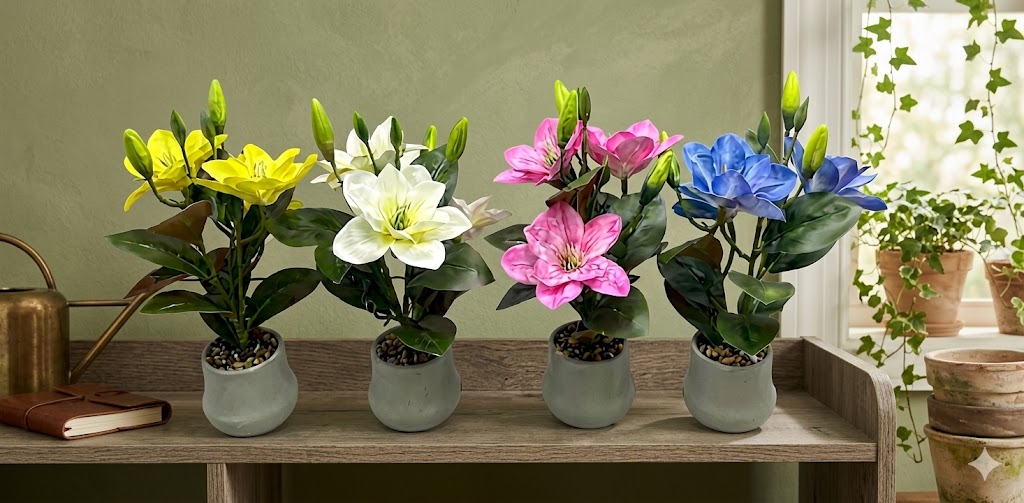 YS1974 ( Artificial Lily Flower Arrangement in Modern Decorative Pot (Assorted Colors) ) ( PcsCtn.24 )
