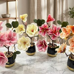 YS1976 ( Artificial Magnolia Blossom Arrangement in Decorative Pot (Assorted Colors) ) ( PcsCtn.48 )