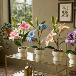 YS1981 ( Artificial Lily Flower Arrangement in Decorative Ceramic Pot (Assorted Colors) ) ( PcsCtn.48 )