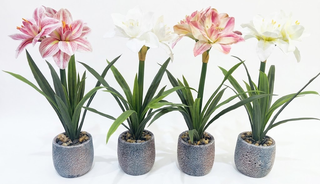 YS1998 ( Artificial Amaryllis Lily Flower Arrangement in Decorative Pebble Pot ) ( PcsCTn.24 ) - Image 2