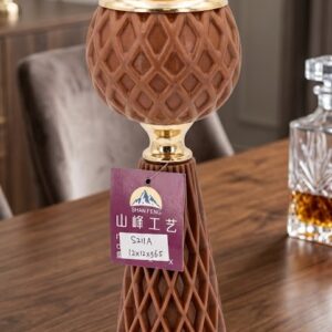 YS2012 ( Elegant Brown Lattice Hurricane Candle Stand – Gold Luxe Collection ) (  PCSCtn.24 )